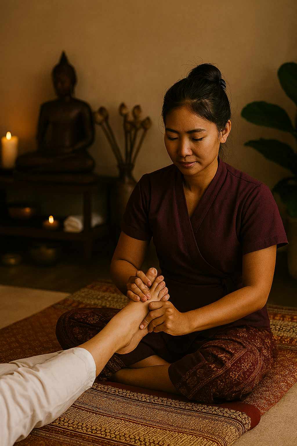 Traditionel thailandsk fodmassage udført af erfaren behandler